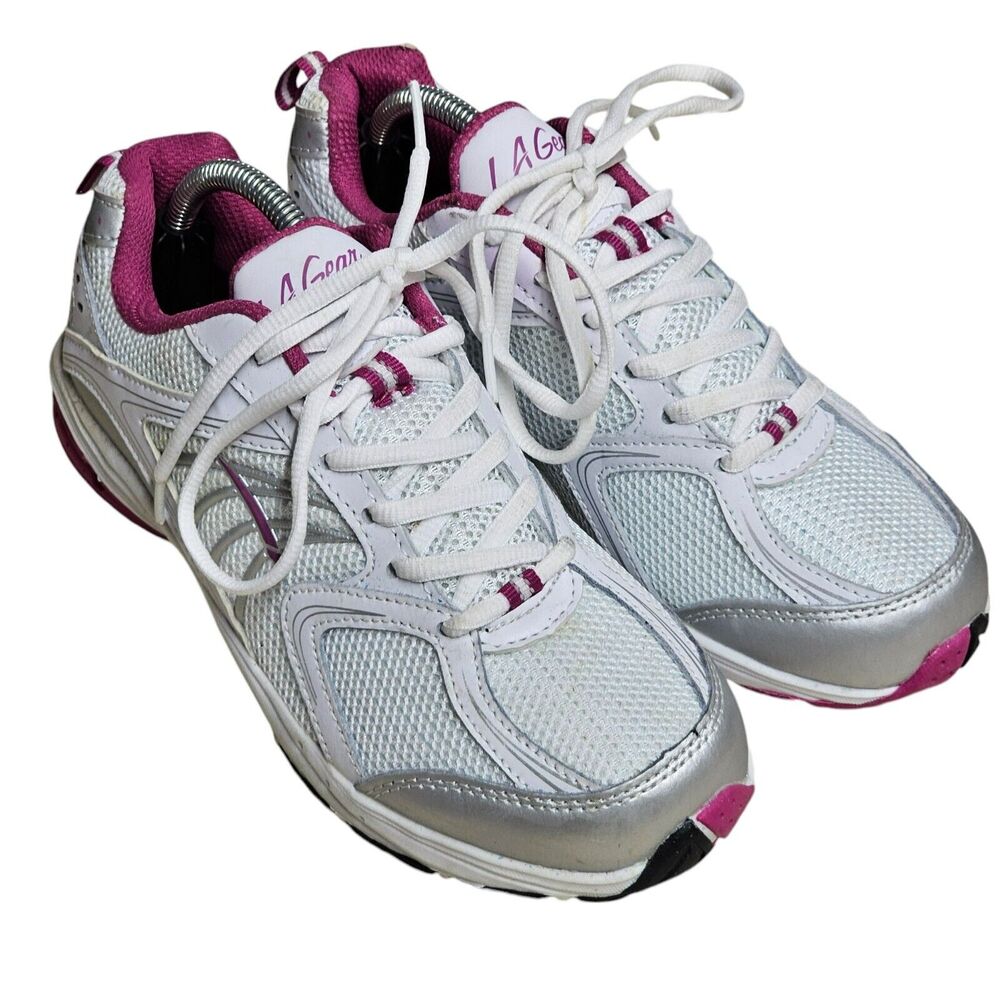 LA Gear Shoes Women's Size 6.5 White Pink Sneakers 2012 Y2K Streetwear Athletic‎